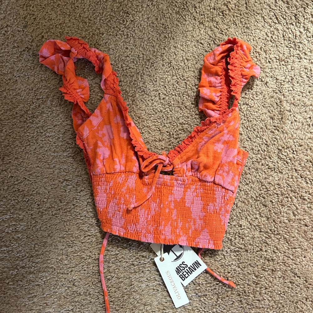 Sadie—Orange and Pink Women's Top